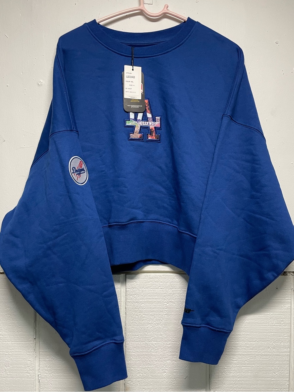 Pro Standard LA Dodgers Sweatshirt Womens  Blue Long Sleeve Boxy Cropped